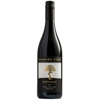 A bottle of 2017 Howard Park Scotsdale Shiraz red wine.