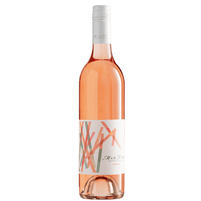 A single bottle of MadFish Moscato sweet rose-coloured wine.